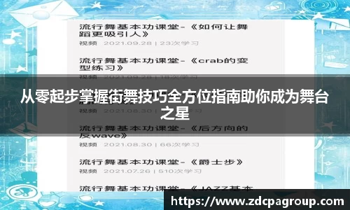 从零起步掌握街舞技巧全方位指南助你成为舞台之星
